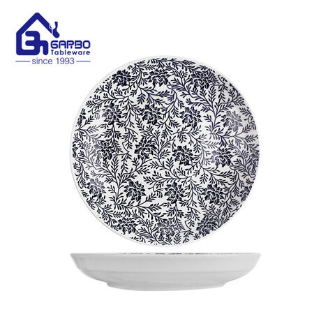 10.4 inch marble printing design stonware ceramic dinner plate factory from China