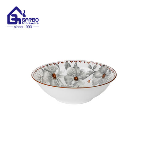 8 inches porcelain printing bowls white ceramic noodle bowls ceramic tableware in China 