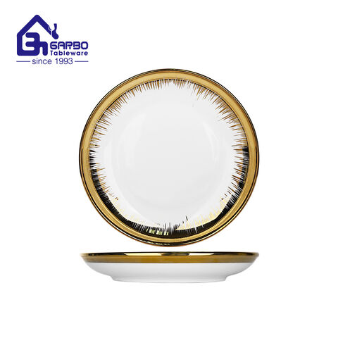 9.0 inches Luxury ceramic plate porcelain round-shaped dish for South America Market  