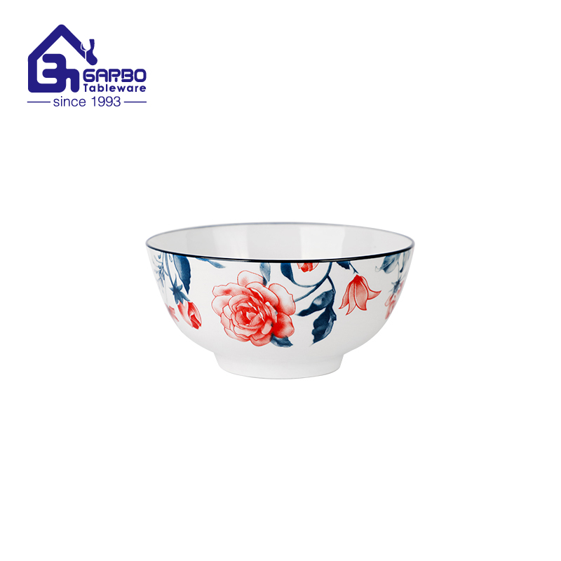 China Ceramic Soup Bowls 25 Oz Deep Cereal Bowl for Kitchen 6 Inch Large Porcelain Dinner Bowl Eating Salad Pasta Dessert 