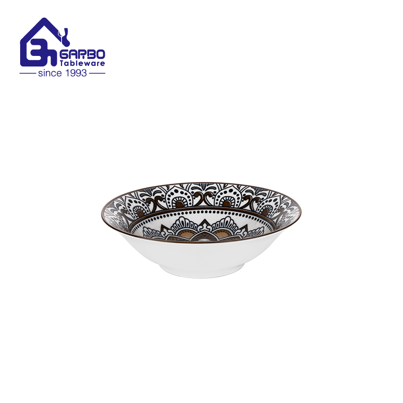 9.13 inch nice printing porcelain soup bowl supplier in China