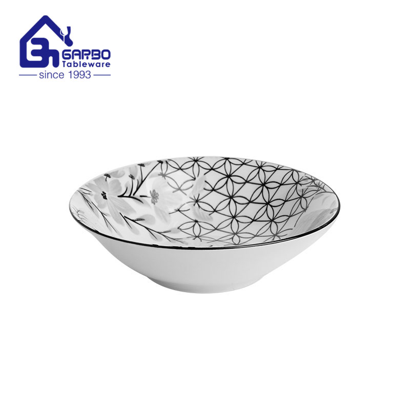 9.13 inch nice printing porcelain soup bowl supplier in China