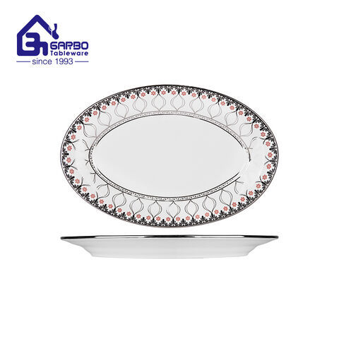 Factory wholesale fish plate 12 inches oval dish printed plates 