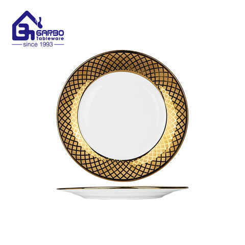 8.07 inch gold plating printing porcelain dessert plate factory from China