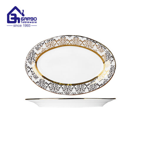 8.07 inch gold plating printing porcelain dessert plate factory from China