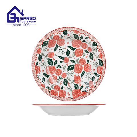 8.15 inch Porcelain Plate for Dining with decal from factory direct supply