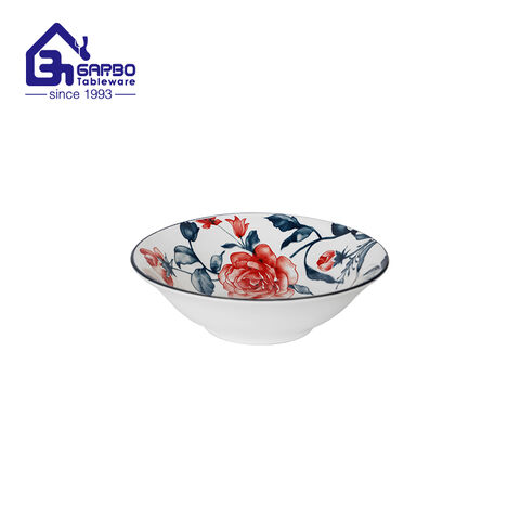 Manufacturer in China peacock design ceramic bowl 600ml stoneware soup bowls 