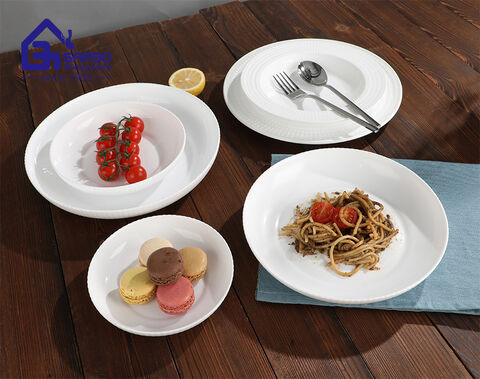 factory supply new embossed pattern opal glass dinnerware plates and bowls