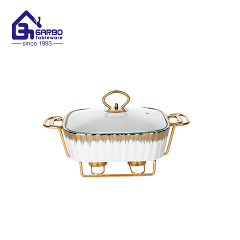 Home kitchen ceramic casserole set with shelf porcelain dinnerware plate with glass lid