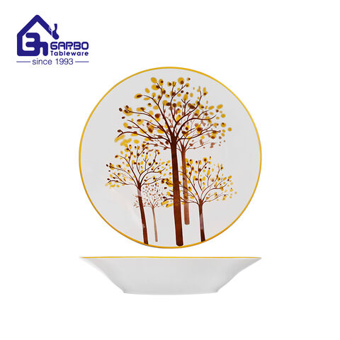 Middle East  tree printing ceramic soup plate 8 inch  stoneware deep dish home use tableware 