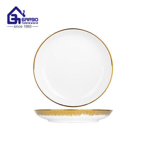 Round shape elegant gold design ceramic dinner plate