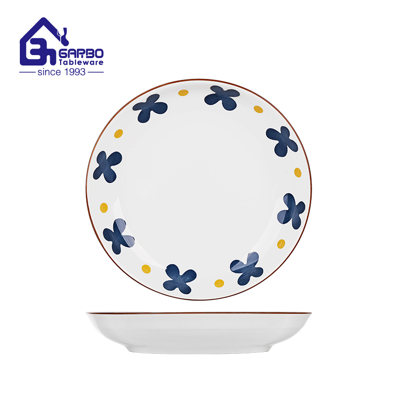 Round shaped ceramic fruit plate stoneware dessert dish China Manufacturer