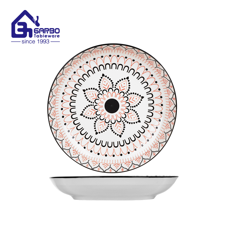 Round shaped ceramic fruit plate stoneware dessert dish China Manufacturer