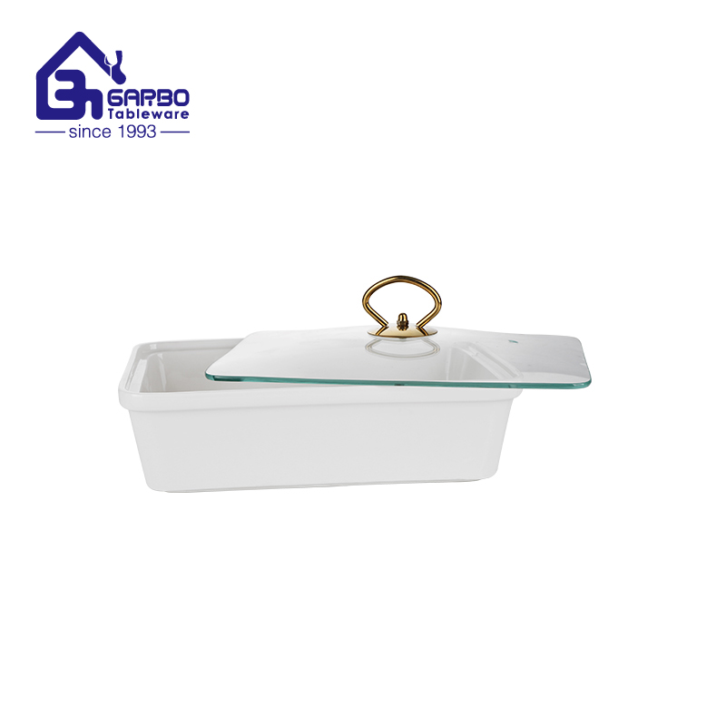 690ml ceramic casserole with golden handle on lid for serving hot meal