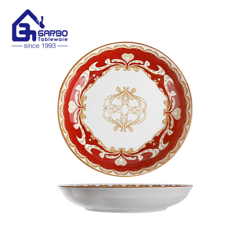 Decorative 9-inch Ceramic Fruit Plate Round Shape Heat Resistant Stoneware Dinner Plate