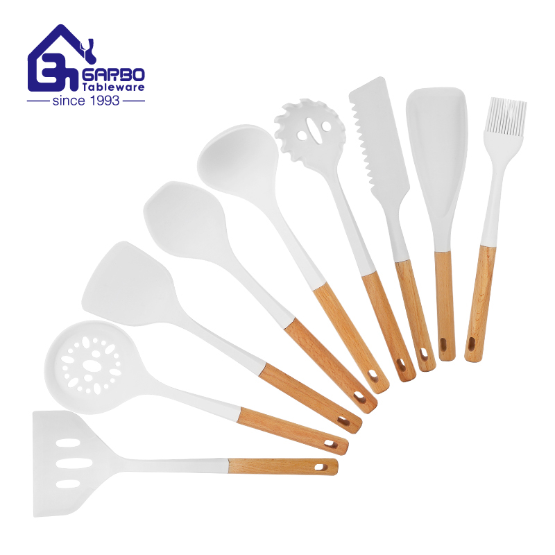 Buy 7pcs silicone kitchen utensils cooking sets with wooden handle 