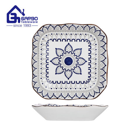 9 inch under-glazed printing ceramic deep plate for soup