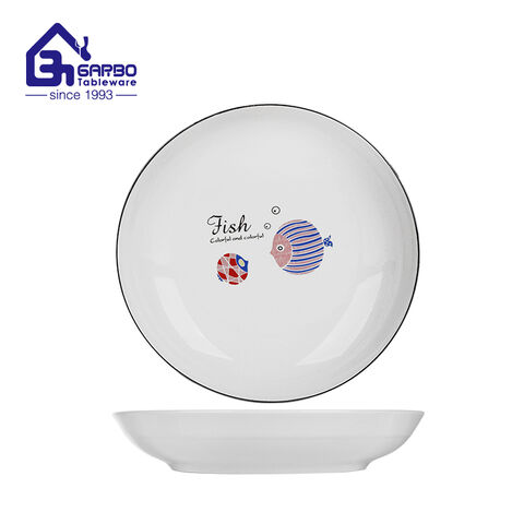 9.06 inch round-shaped ceramic fruit plate from China Manufacturer