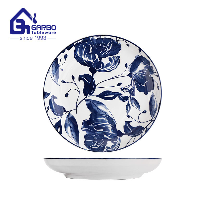 China supplier 8 inches round shaped flat fruit plate Sealover Boats OEM printed hotel rice dish