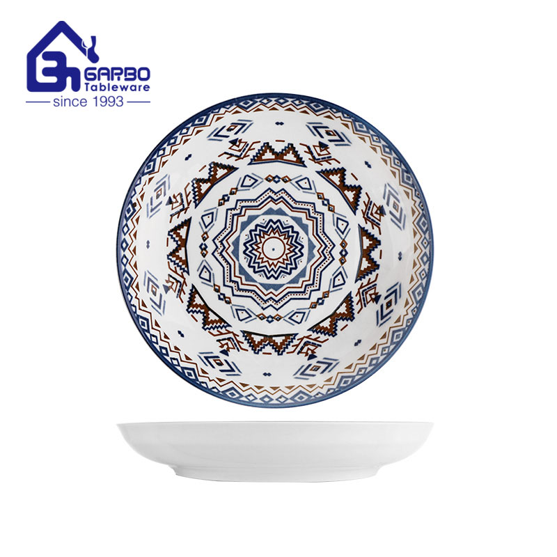 China supplier 8 inches round shaped flat fruit plate Sealover Boats OEM printed hotel rice dish