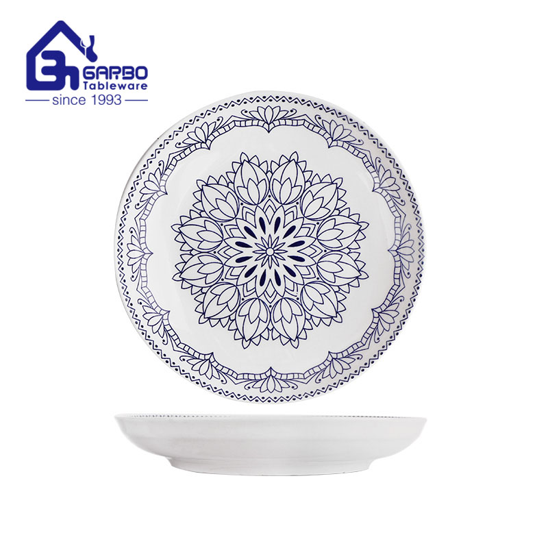 China supplier 8 inches round shaped flat fruit plate Sealover Boats OEM printed hotel rice dish