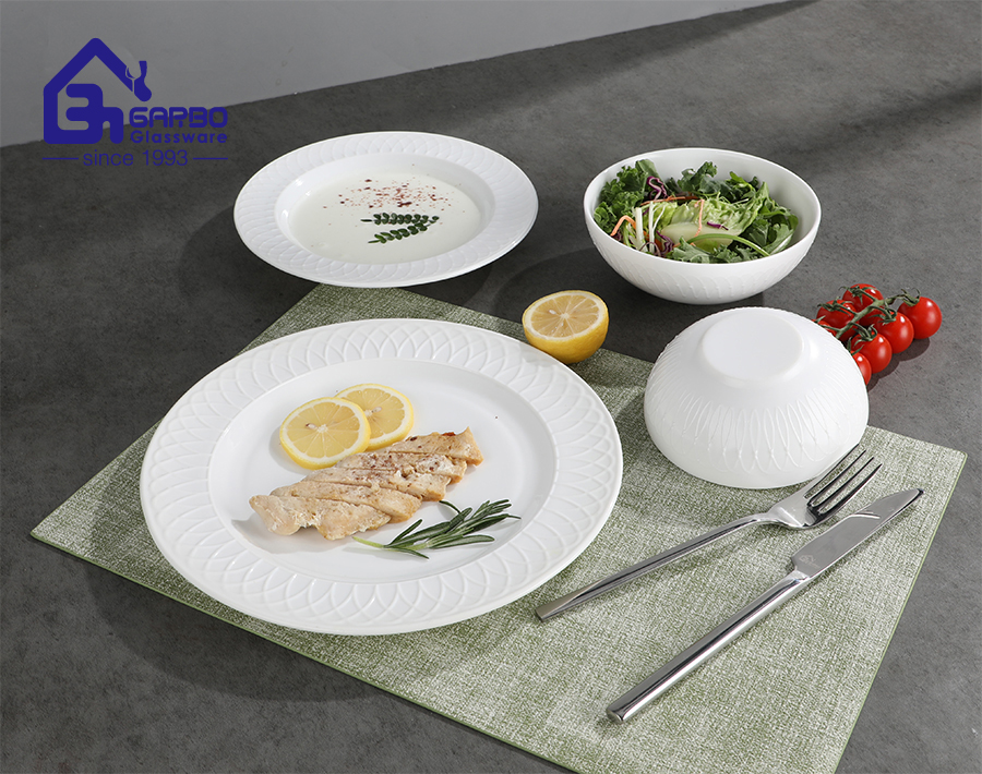 Chip and Break Resistant White Opal Glass Dinnerware Set