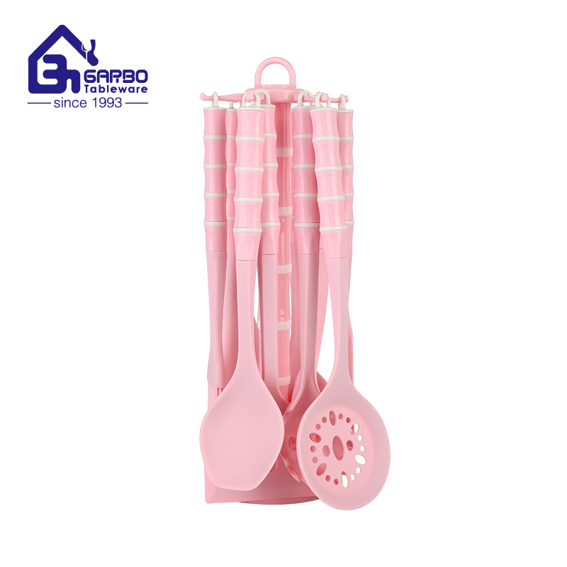 High Quality 7 Pieces Silicone Kitchen Utensils Set Pink Cake Shovel Turner Bakeware Pastry Cooking Utensils