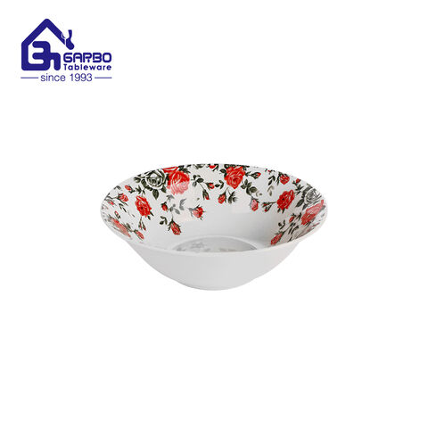 Wholesale 7 inch red flower ceramic salad bowl