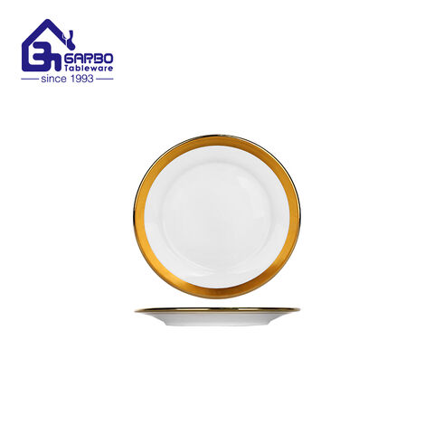 Elegant gold rim 6 inch porcelain side plate