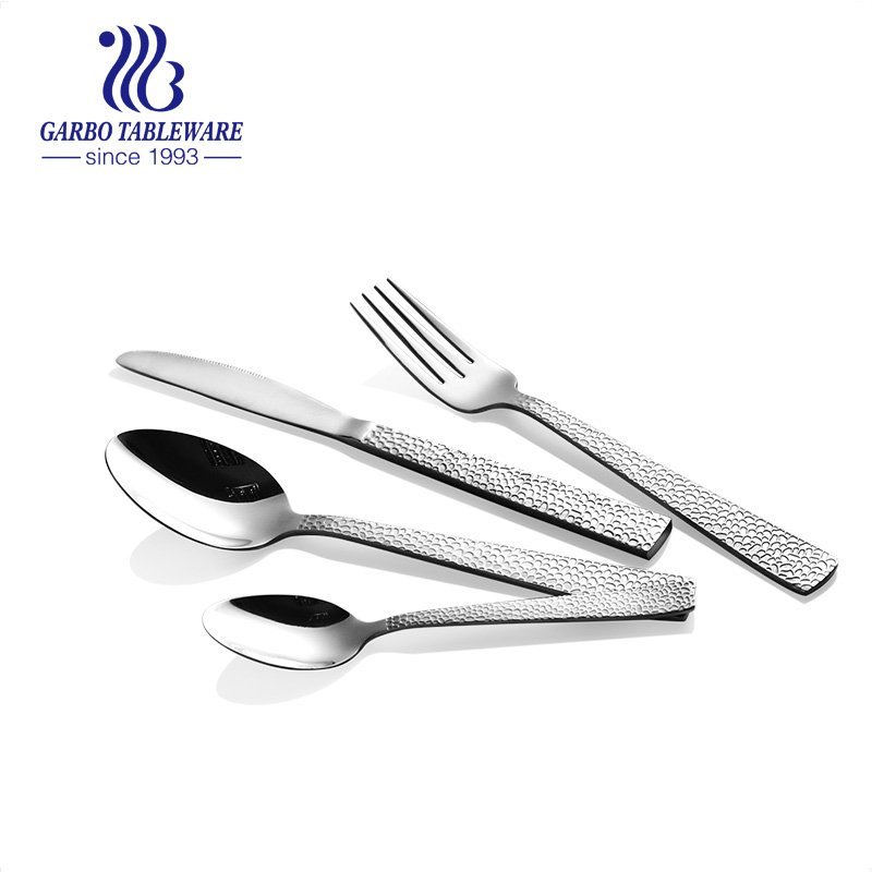 Premium heavy sturdy 18/10 stainless steel metal set with mirror polished dinnerware service for 4