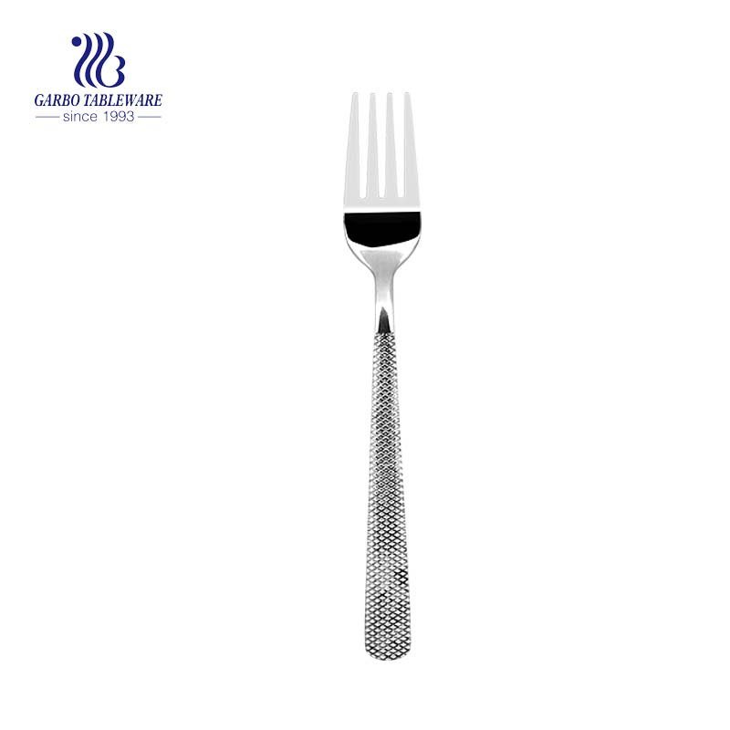 Garbo wholesale mirror polished dinner fork with laser flower designs serving forks with competitive price tableware