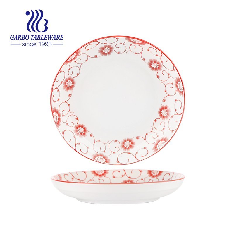 New arrival fancy unique under glazed decor design fine plain 8inch porcelain dinner charger plate