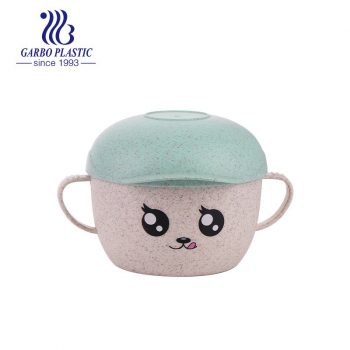 Light eco-friendly cartoon plastic acrylic plastic bowl with emotion hat shape lid for kids