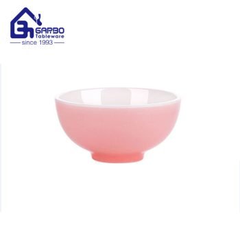 Traditional round 700ml porcelain rice bowls with pink color glazed