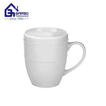 Custom clear porcelain water mug ceramic coffee drinking cup with big handle